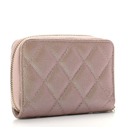 Chanel Iridescent Caviar Quilted Zip Coin Purse Beige 3 of 8