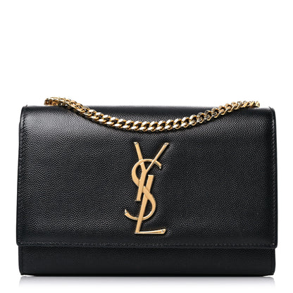 Saint Laurent Grain De Poudre Small Monogram Kate Satchel Black 1 of 12