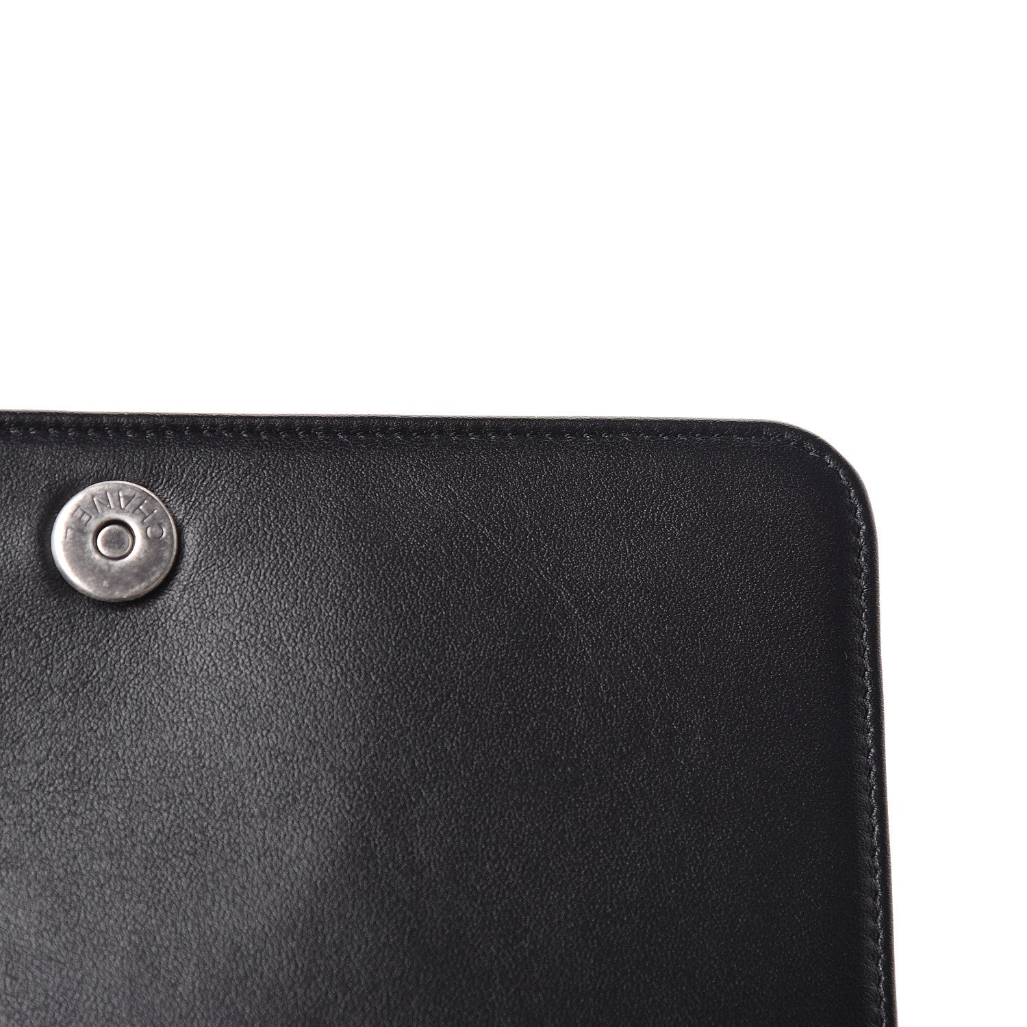 Chanel Grained Calfskin Chevron Quilted Boy Wallet On Chain WOC Black 12 of 14