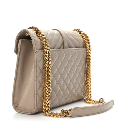Saint Laurent Grain De Poudre Textured Mixed Matelasse Medium Triquilt Monogram Satchel Dark Latte 3 of 8
