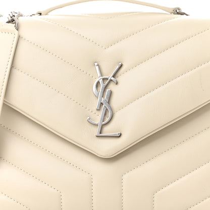 Saint Laurent Calfskin Y Quilted Monogram Small Loulou Chain Satchel Crema Soft 7 of 11