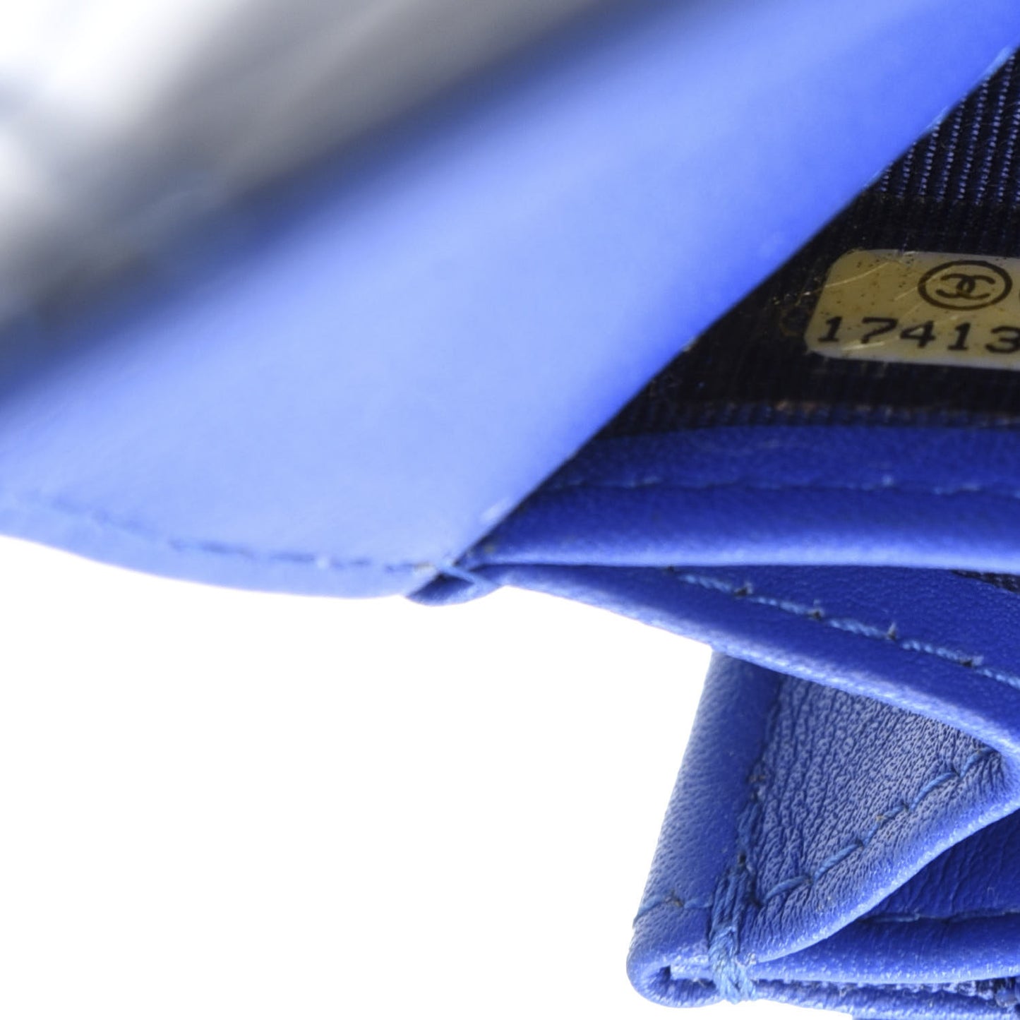 Patent Quilted Large Flap Wallet Blue