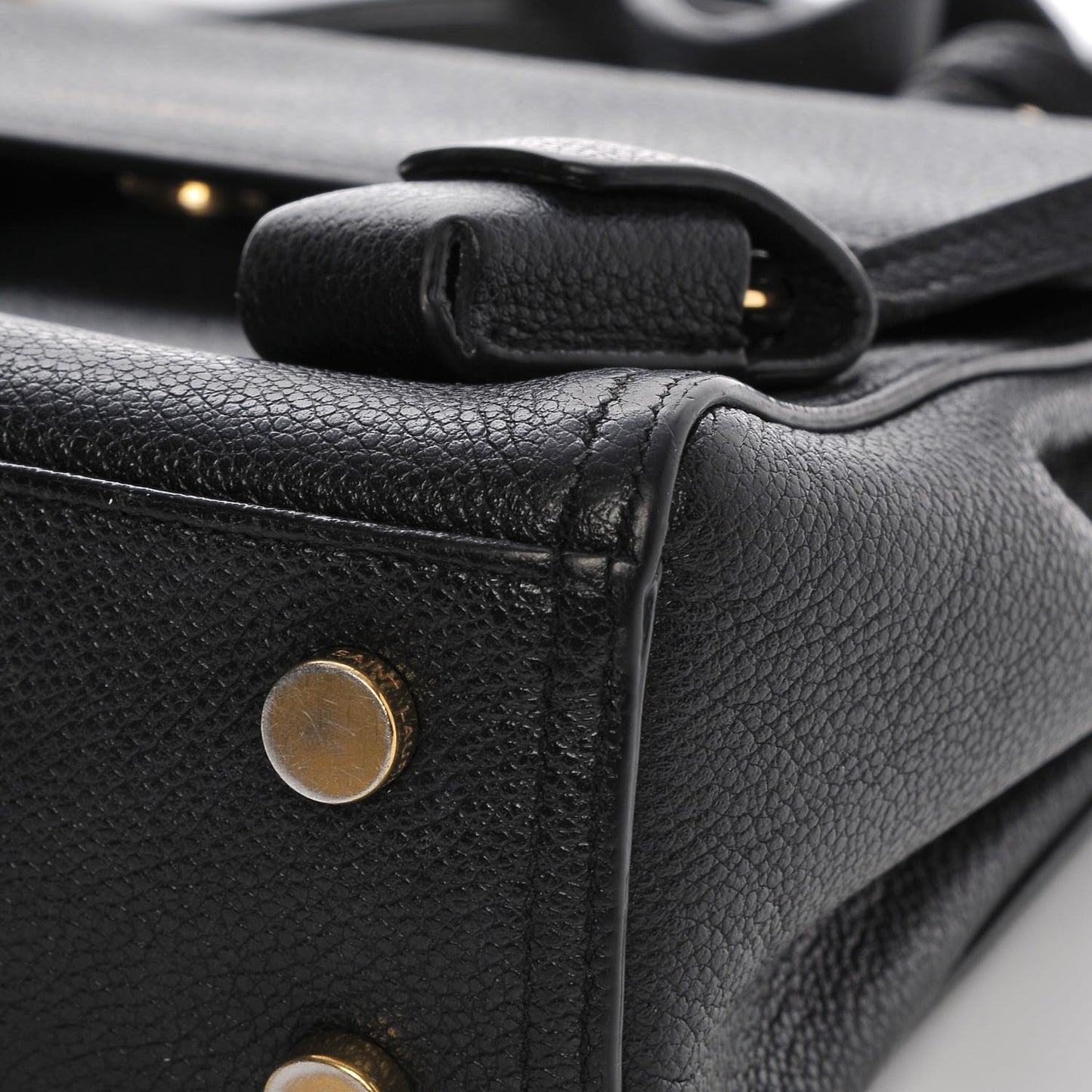 Grained Calfskin Small Moujik Top Handle Bag Black