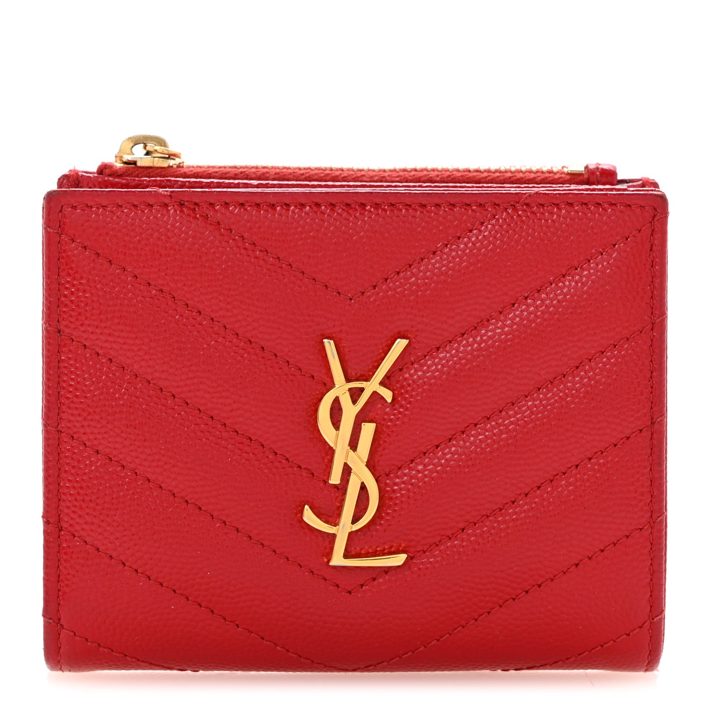 Grain De Poudre Matelasse Chevron Monogram Zipped Card Case Bandana Red