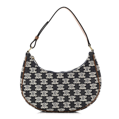 Celine Canvas Calfskin Ava Triomphe Shoulder Bag Blue 1 of 11