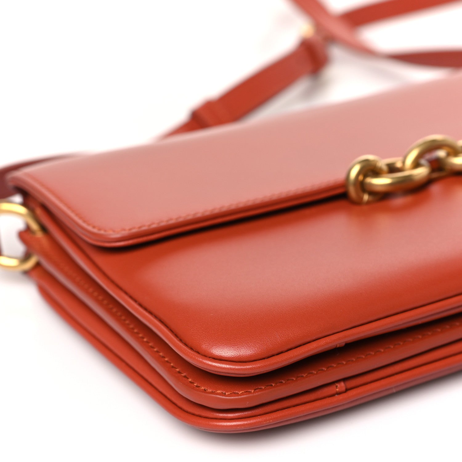 Saint Laurent Smooth Calfskin Le Maillon Satchel Orange 7 of 8