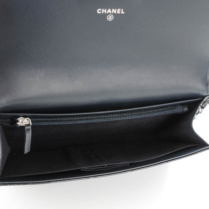 Chanel Patent Quilted Wallet On Removable Chain Navy Blue 6 of 9