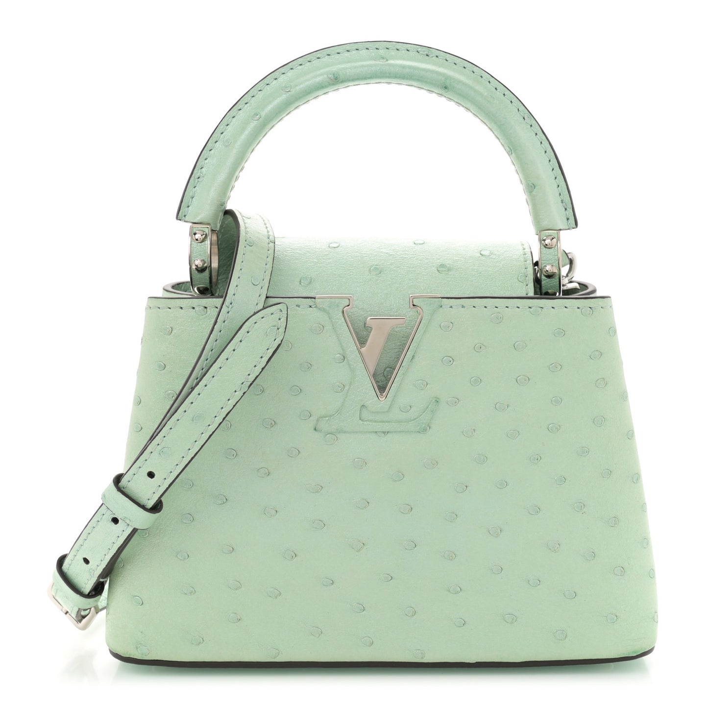 Iridescent Ostrich Capucines Mini Vert d’Eau