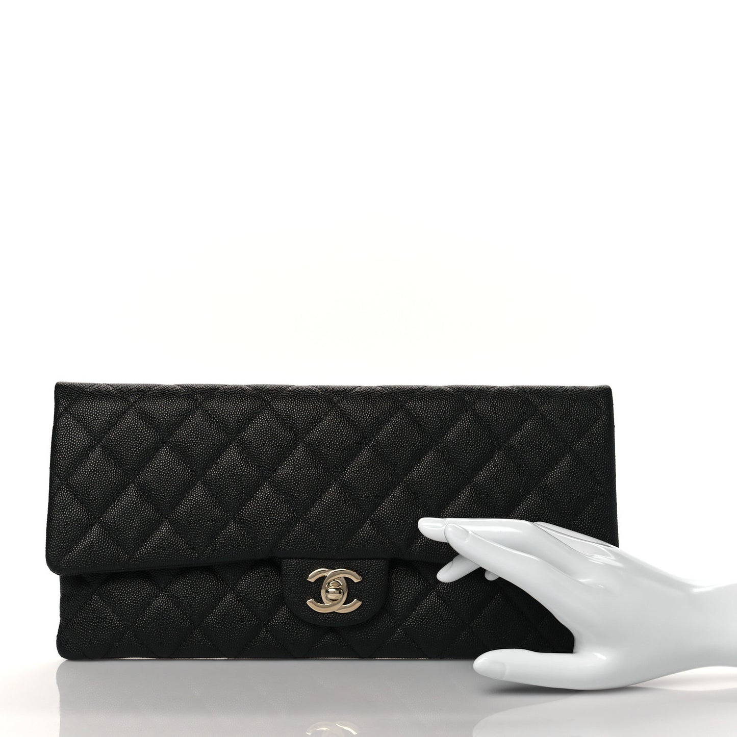 Caviar Quilted Flap Clutch Black