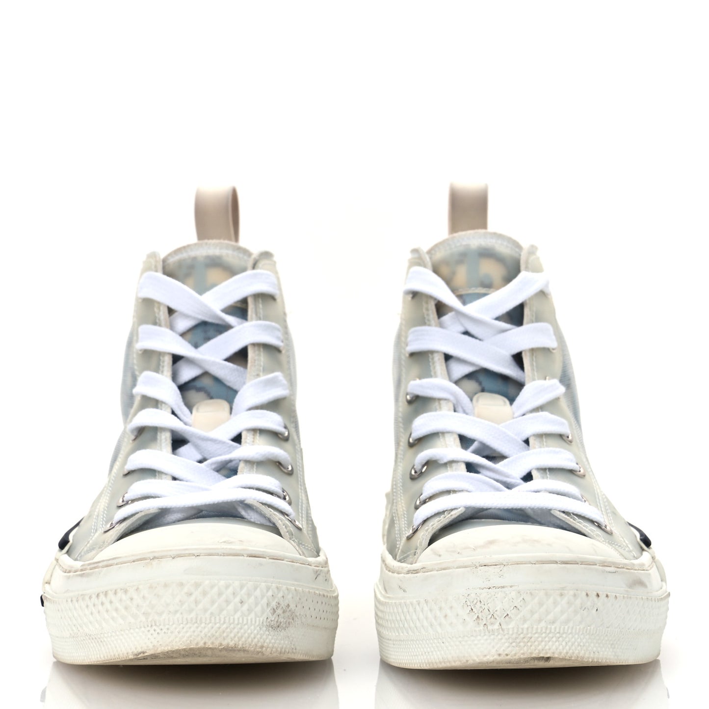 Technical Canvas Oblique Pixel Mens B23 High Top Sneakers 35 Beige Blue