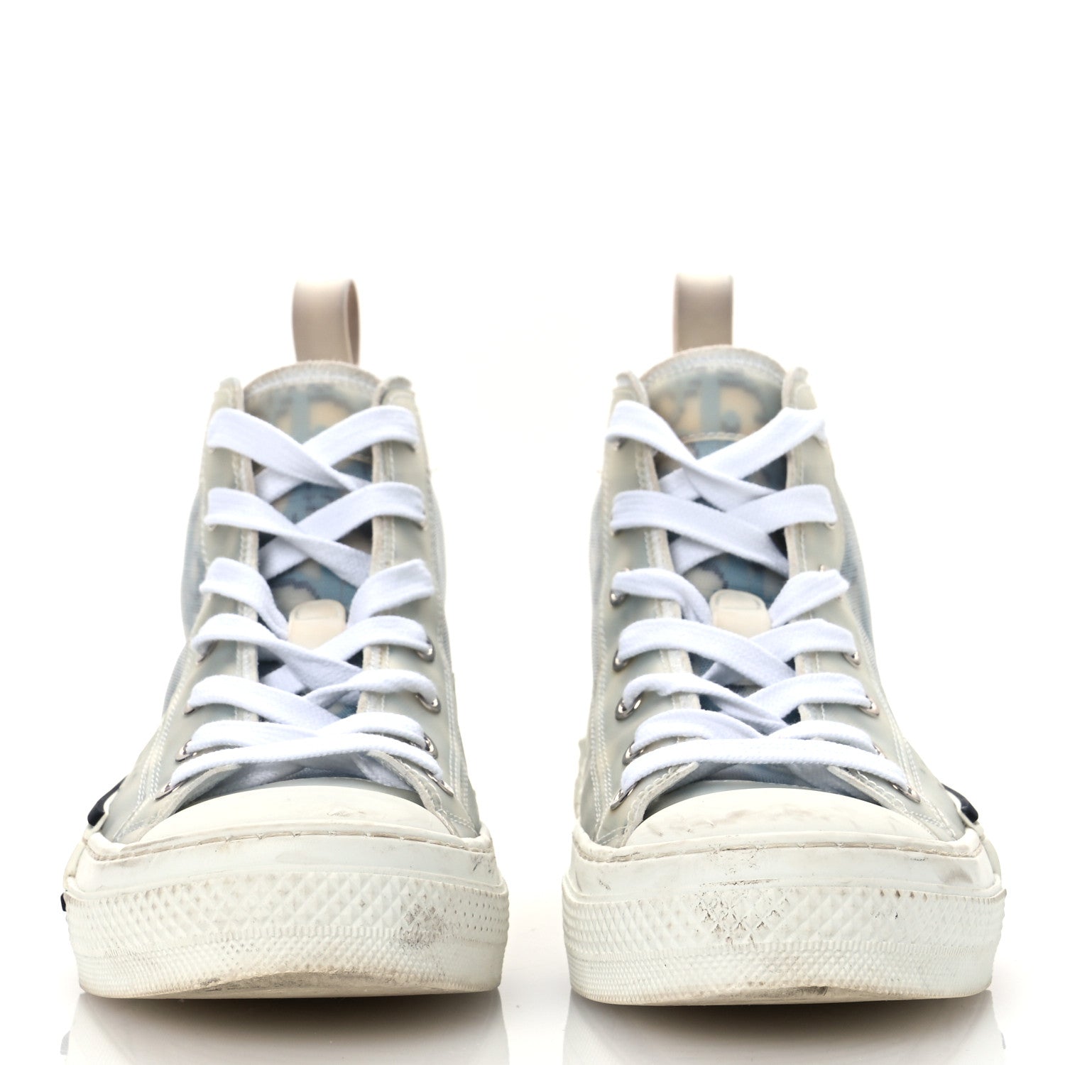 Christian Dior Technical Canvas Oblique Pixel Mens B23 High Top Sneakers 35 Beige Blue 3 of 16