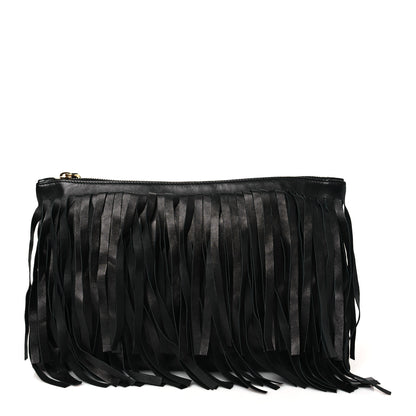 Prada Nappa Fringe Clutch Black 1 of 10