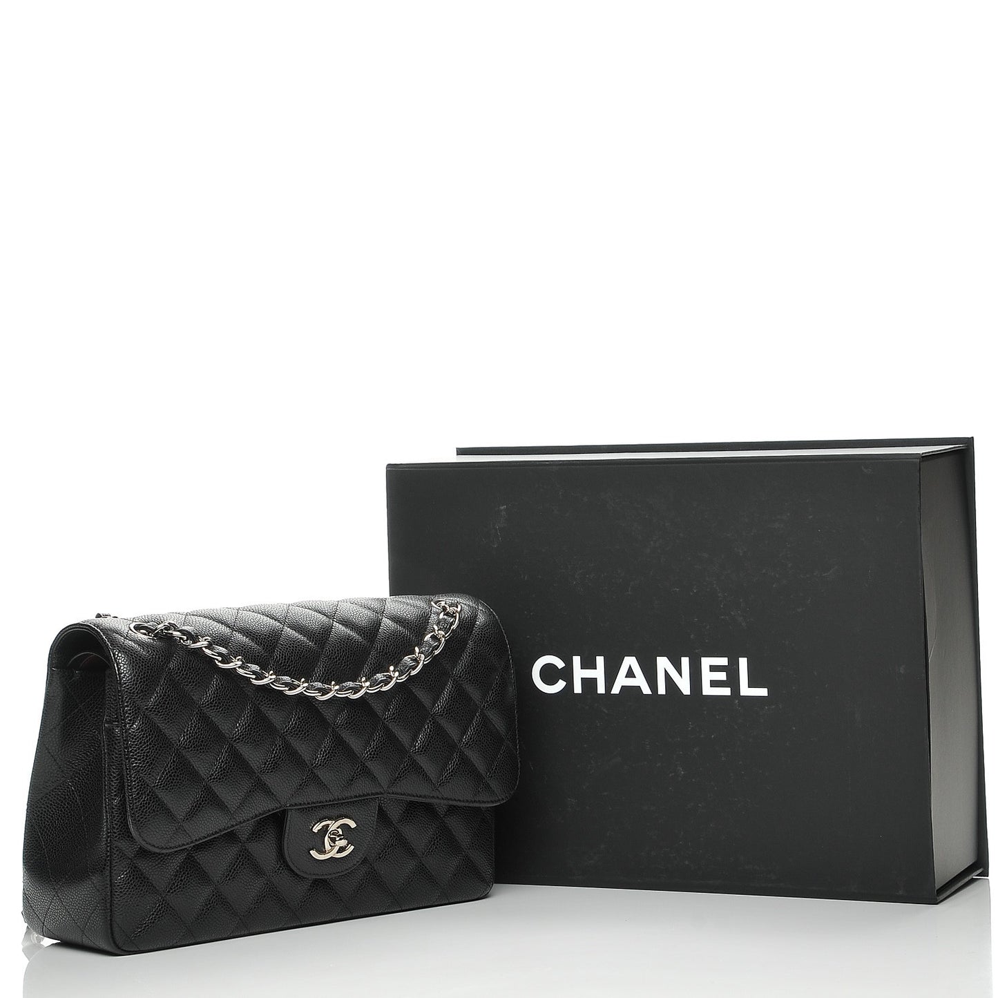 Caviar Quilted Jumbo Double Flap Black