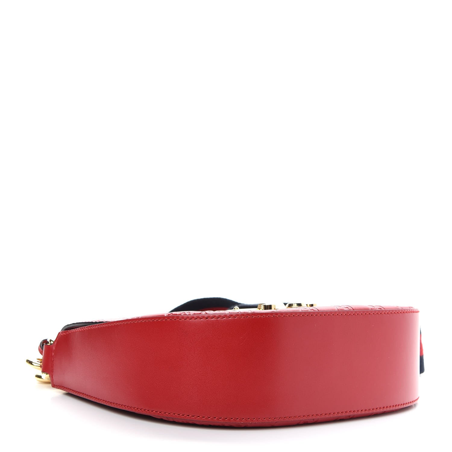 Gucci Guccissima Web Medium Padlock Messenger Shoulder Bag Hibiscus Red 4 of 11