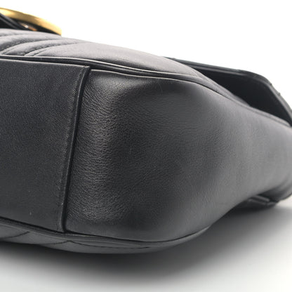 Gucci Calfskin Matelasse Medium GG Marmont Shoulder Bag Black 9 of 14