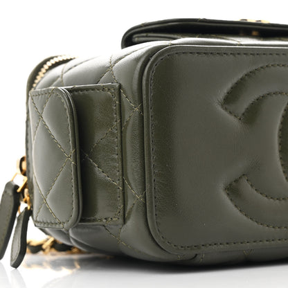 Chanel Lambskin Quilted Polly Pocket East West Top Vanity With Chain Khaki 9 of 11