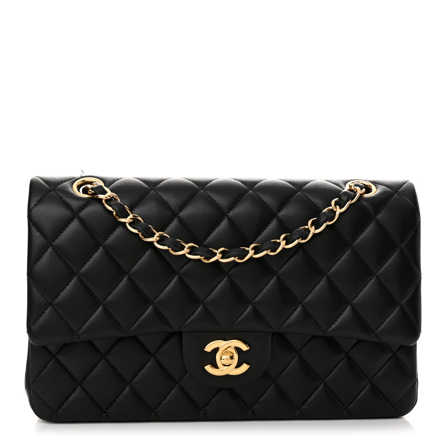 Chanel Lambskin Quilted Medium Double Flap Black 1 of 14