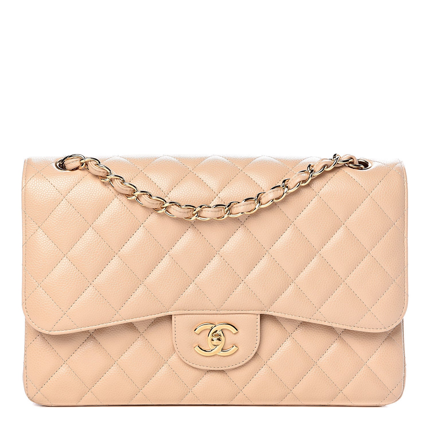 Chanel Caviar Quilted Jumbo Double Flap Beige Clair 1 of 10