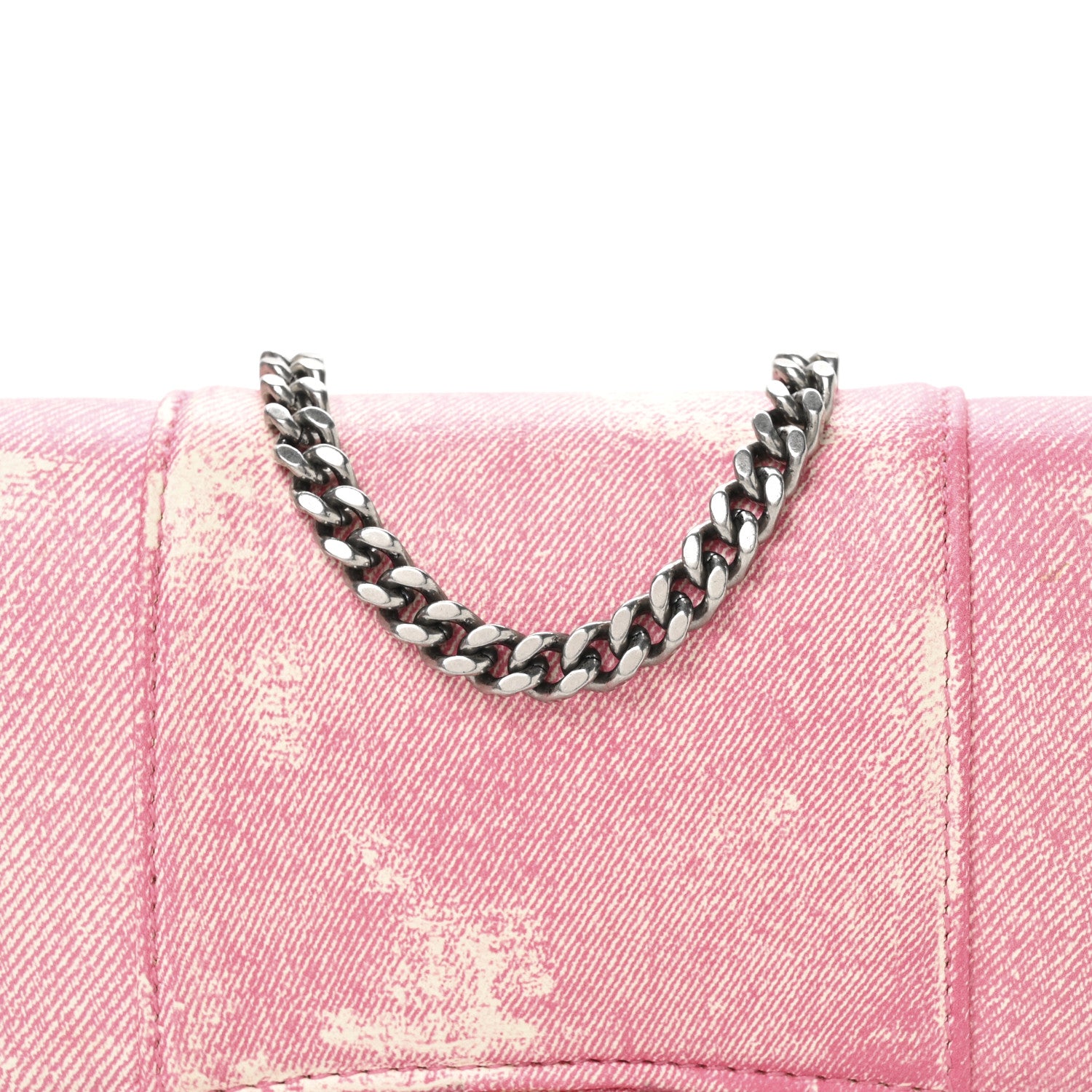Balenciaga Nappa Denim Printed Hourglass Chain Bag Denim Pink 9 of 12