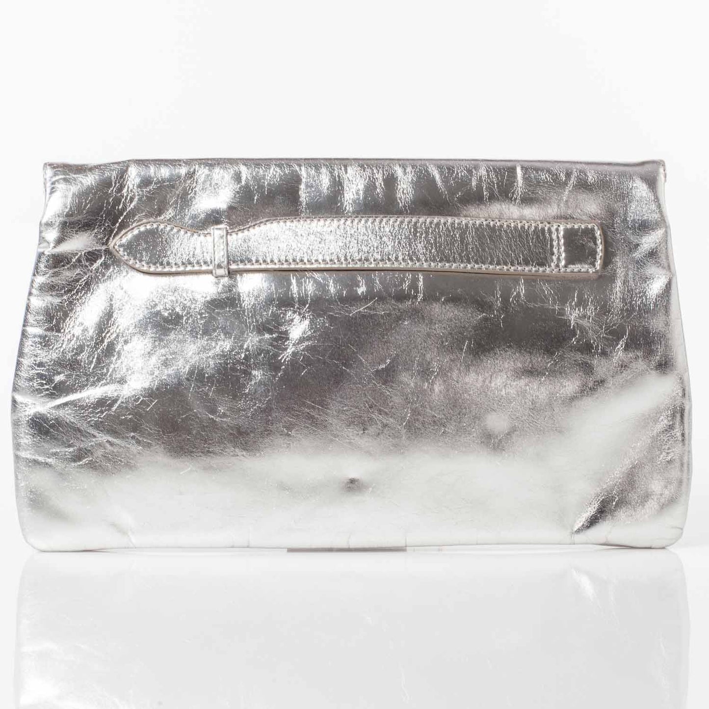 Laminated Calfskin Giant 21 Envelope Clutch Silver Hardware