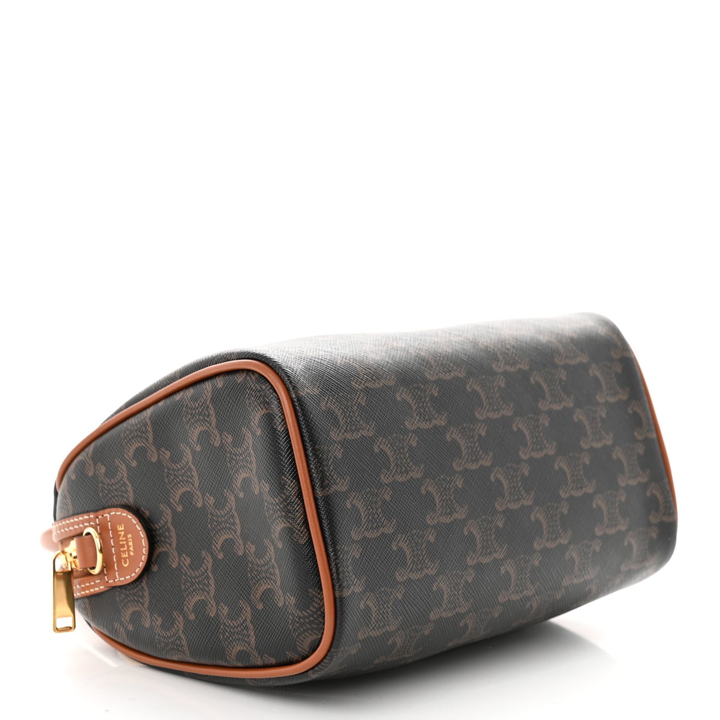 Triomphe Canvas Calfskin Small Boston Bag Tan