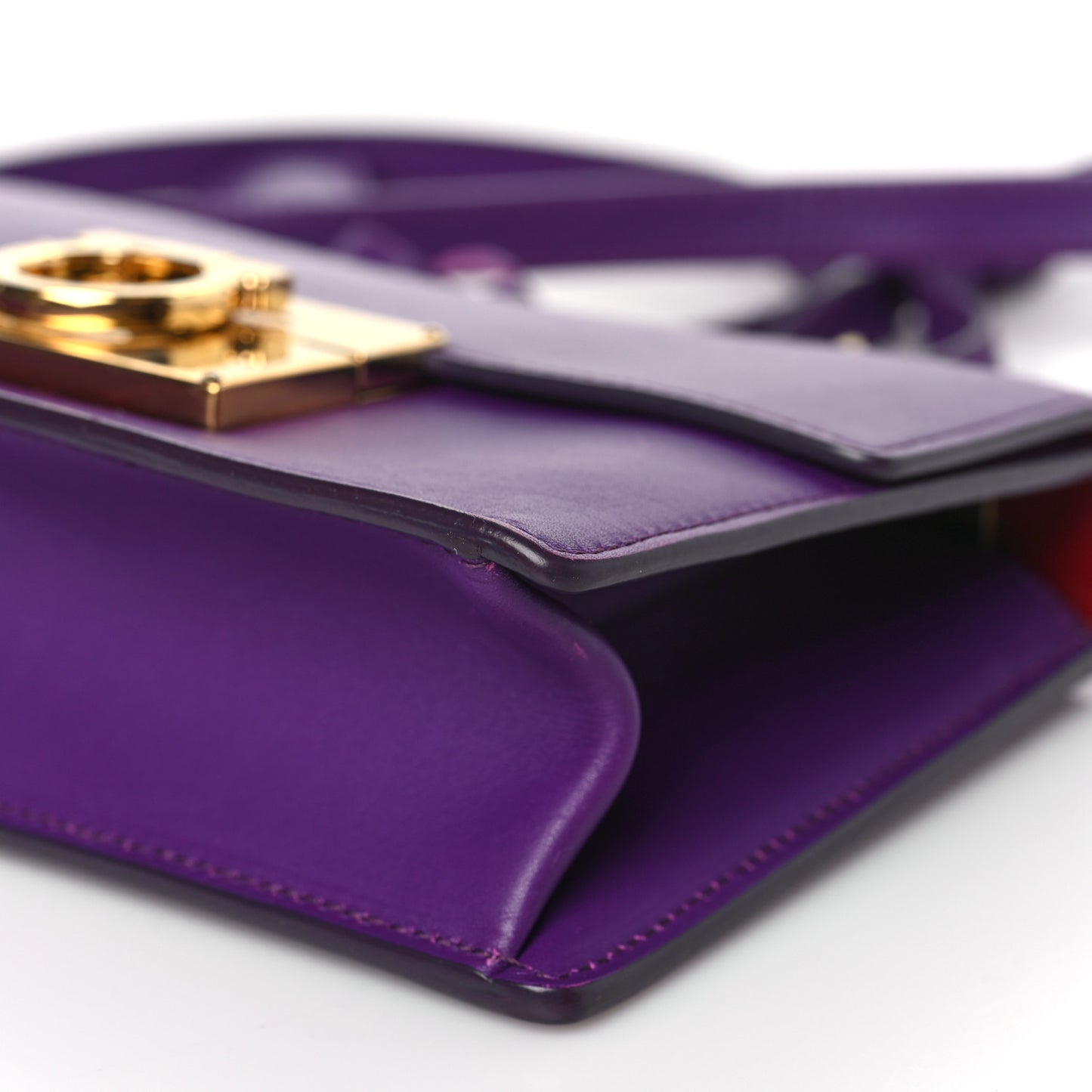 Smooth Calfskin Aileen Gancio Lock Shoulder Bag Purple