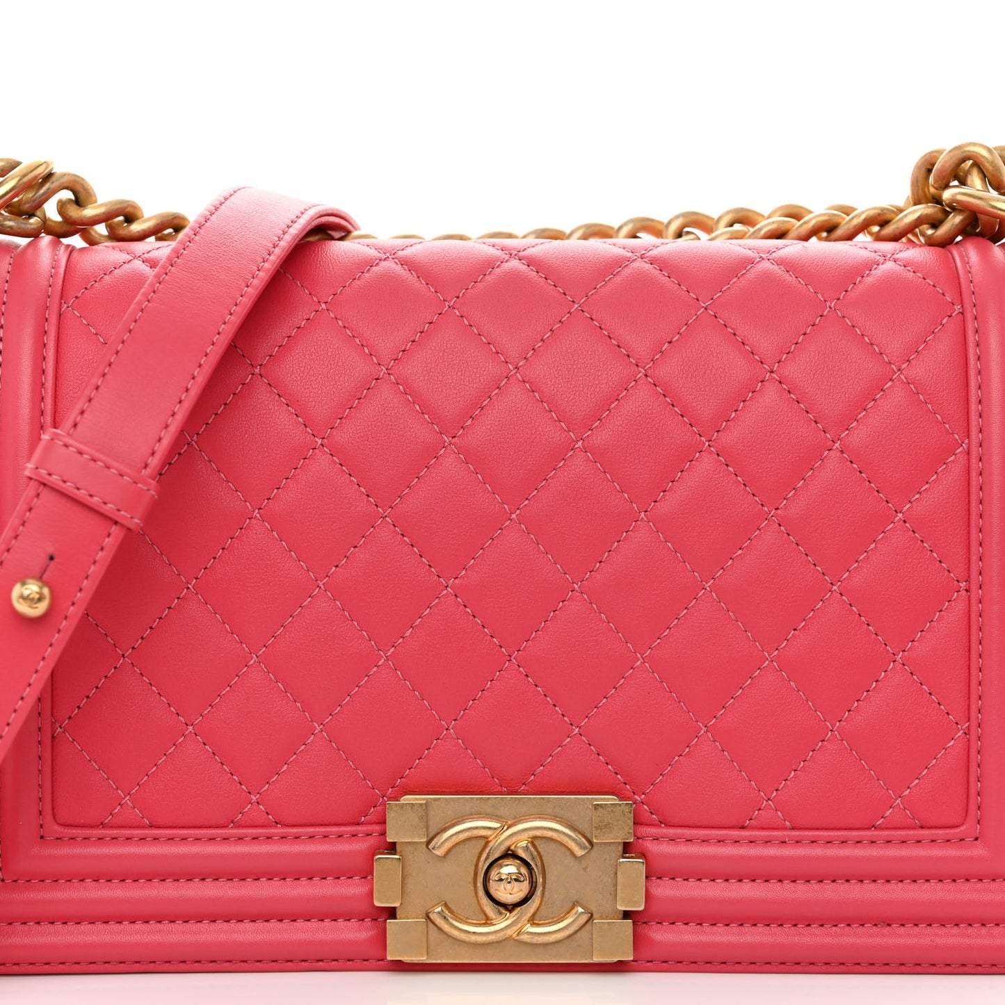 Calfskin Quilted Medium Boy Flap Pink