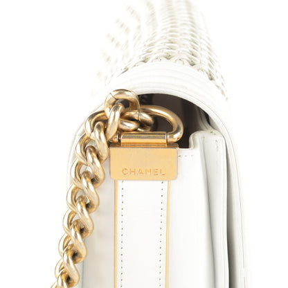 Chanel Sheepskin Braided New Medium Boy Reverso Flap White 8 of 9