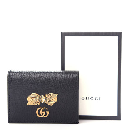 Gucci Calfskin GG Marmont Bow Card Case Black 8 of 8