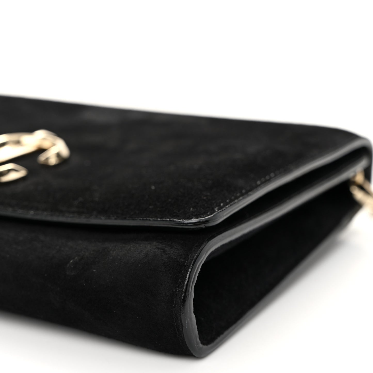 Suede Varenne Chain Clutch Black