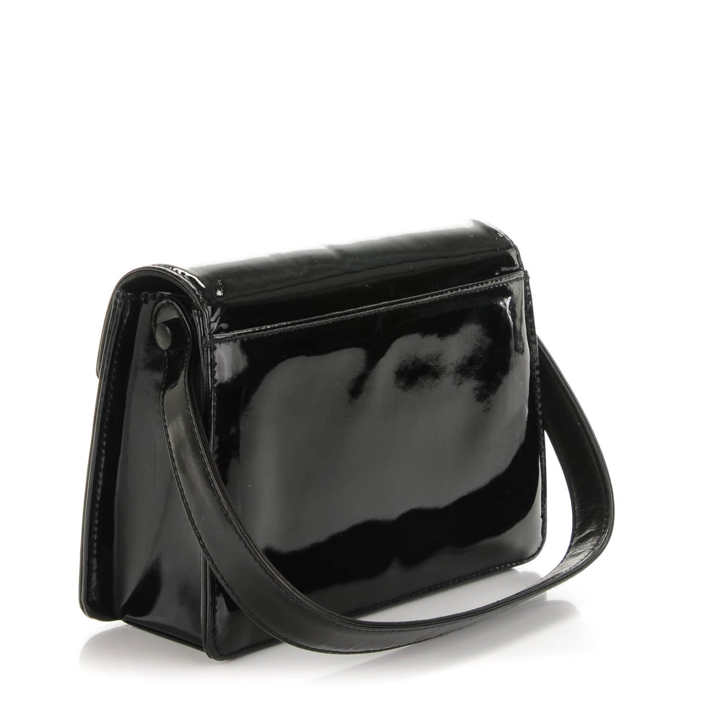 Patent Small Flap Bag Black