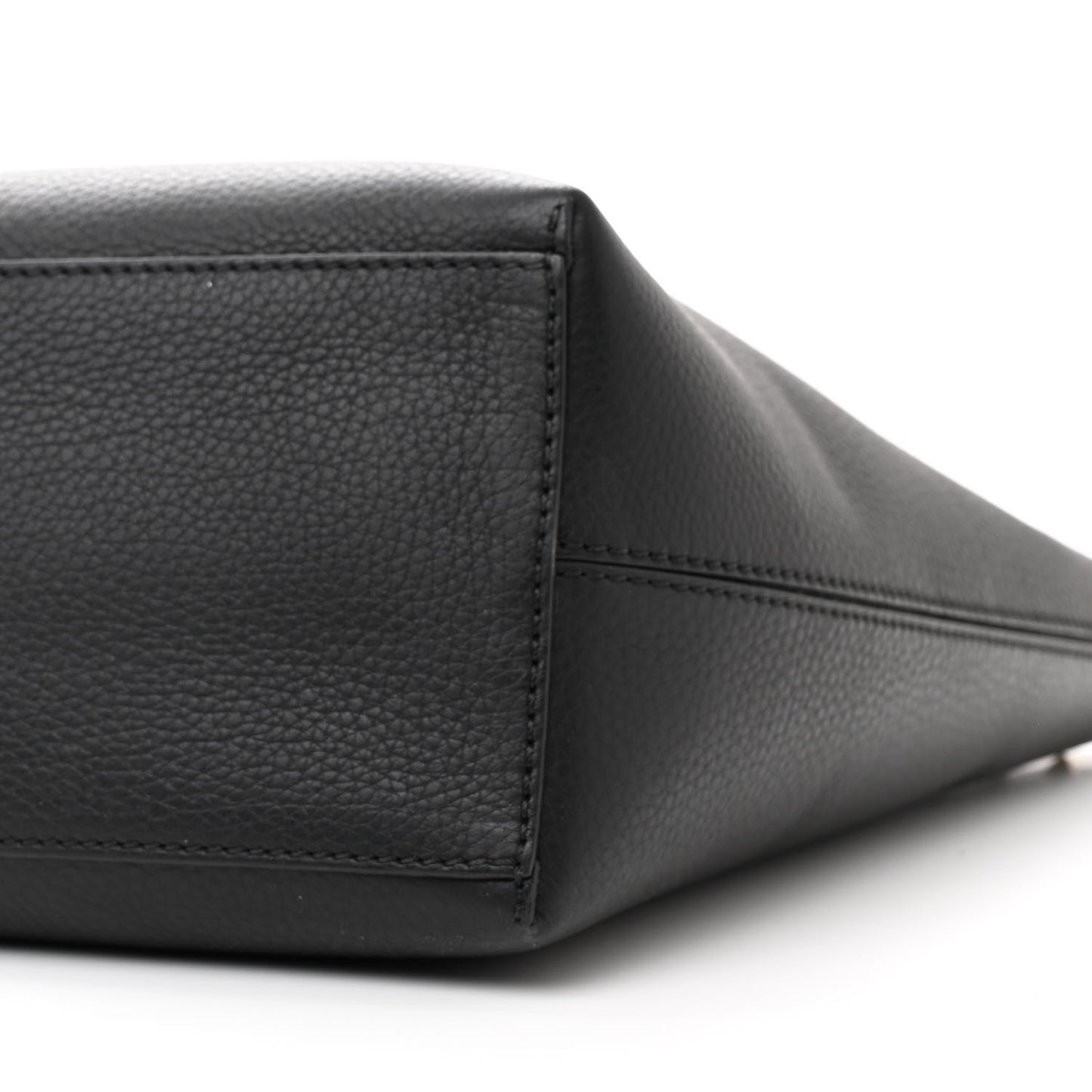 Grained Calfskin Rockstud Shoulder Tote Black