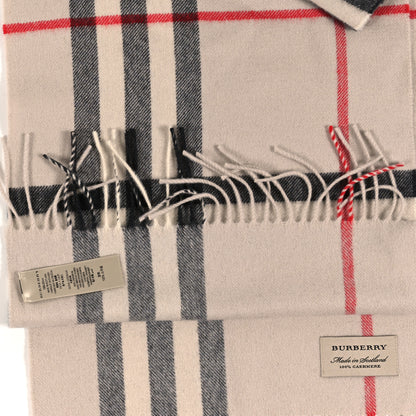 Burberry Cashmere Giant Check Fringe Scarf Ivory Camel 3 of 3