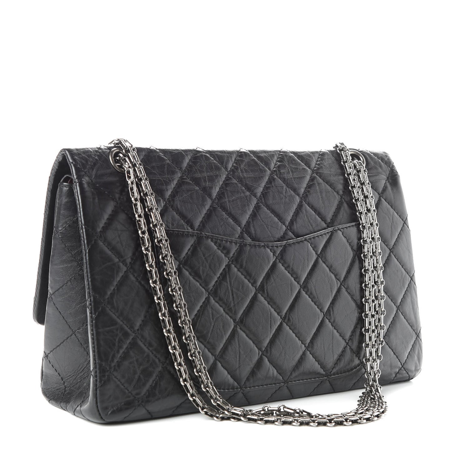 Aged Calfskin Quilted 2.55 Reissue 227 Flap Black