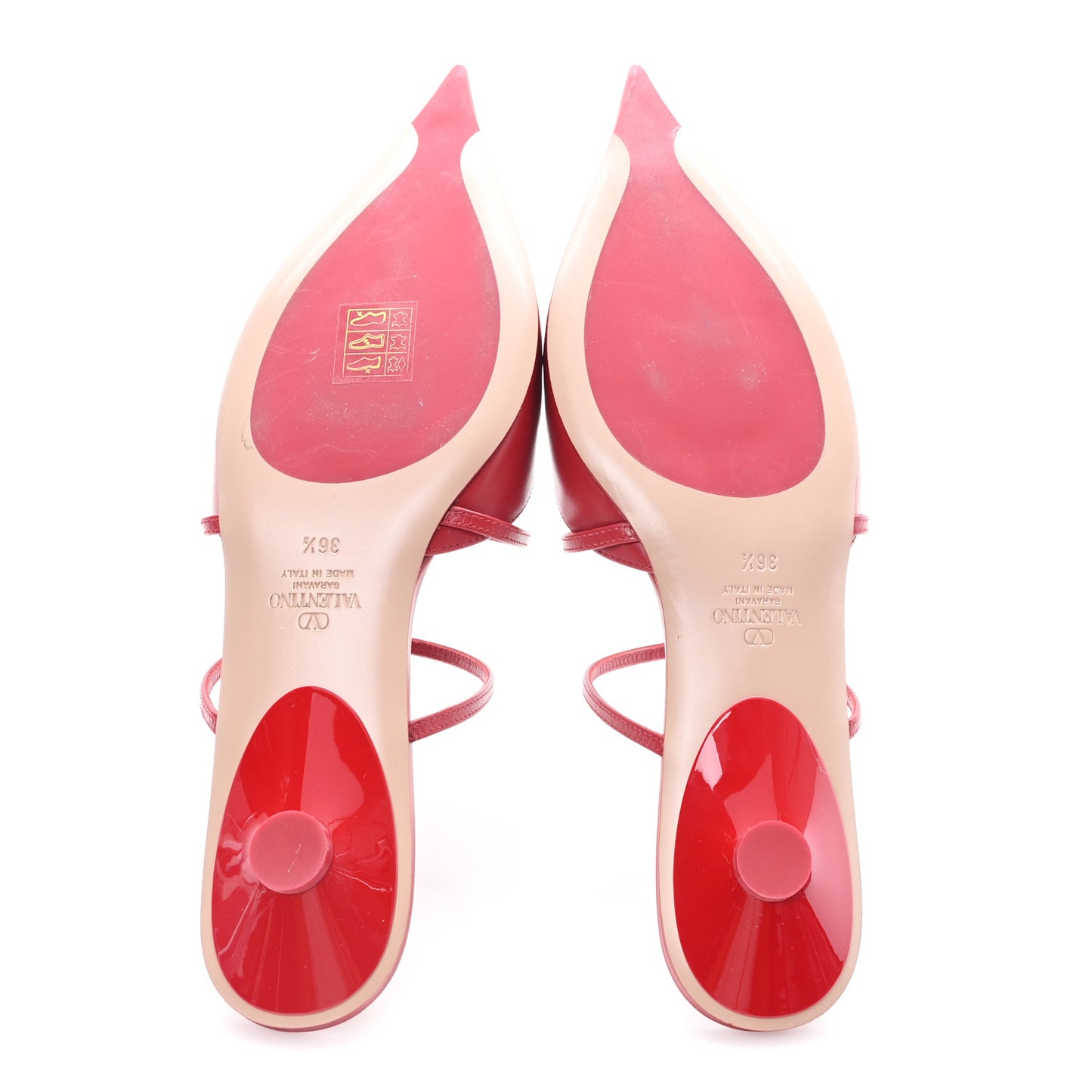 Calfskin Rockstud Wispy Mules 36.5 Red