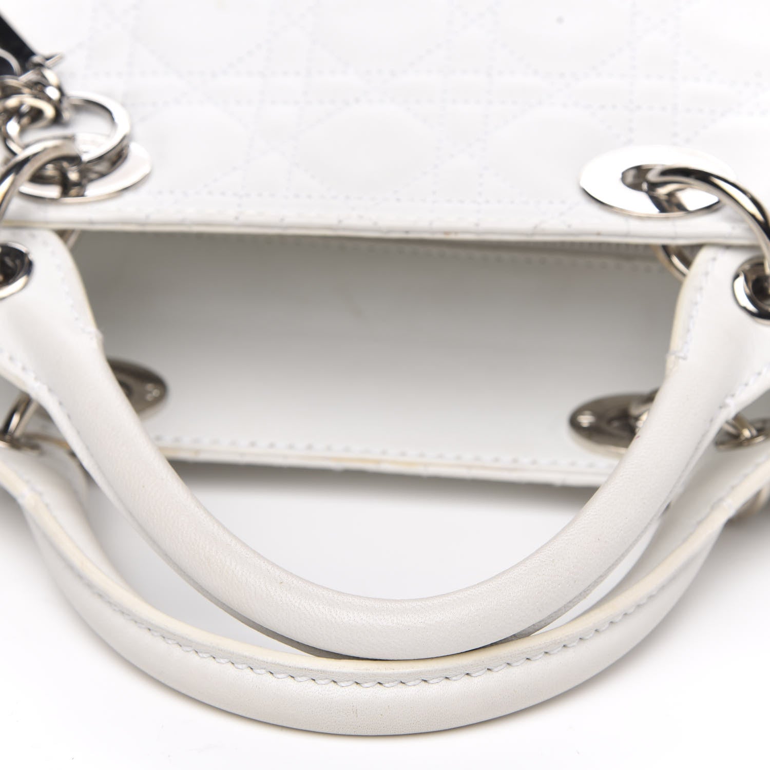 Christian Dior Lambskin Cannage Soft Lady Dior Satchel White 14 of 16