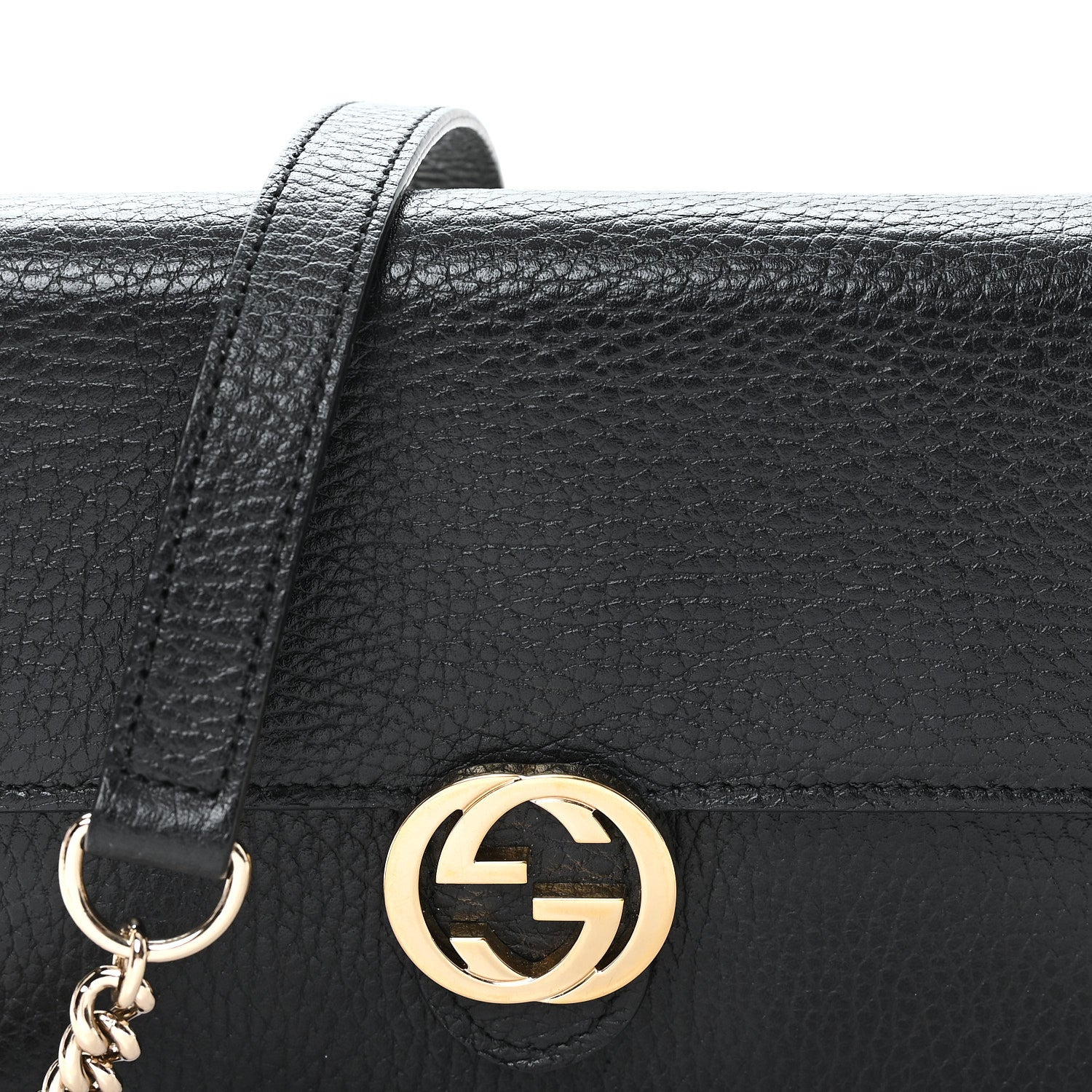 Gucci Dollar Calfskin Interlocking G Chain Wallet Black 7 of 9