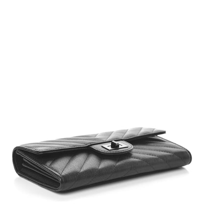 Chanel Sheepskin Chevron Quilted Reissue Large Gusset Flap Wallet So Black 4 of 9