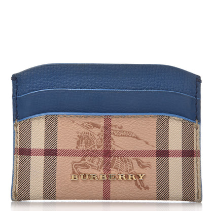 Burberry Soft Grain Calfskin Haymarket Check Izzy Card Case Mineral Blue 1 of 5