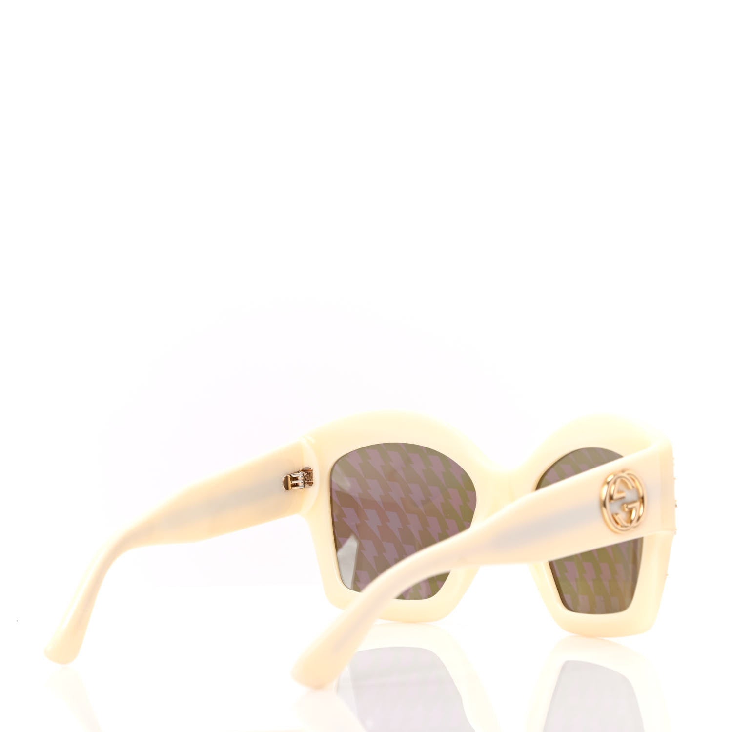 Gucci Square Frame Star Sunglasses GG 3870/S Ivory Gold 4 of 6