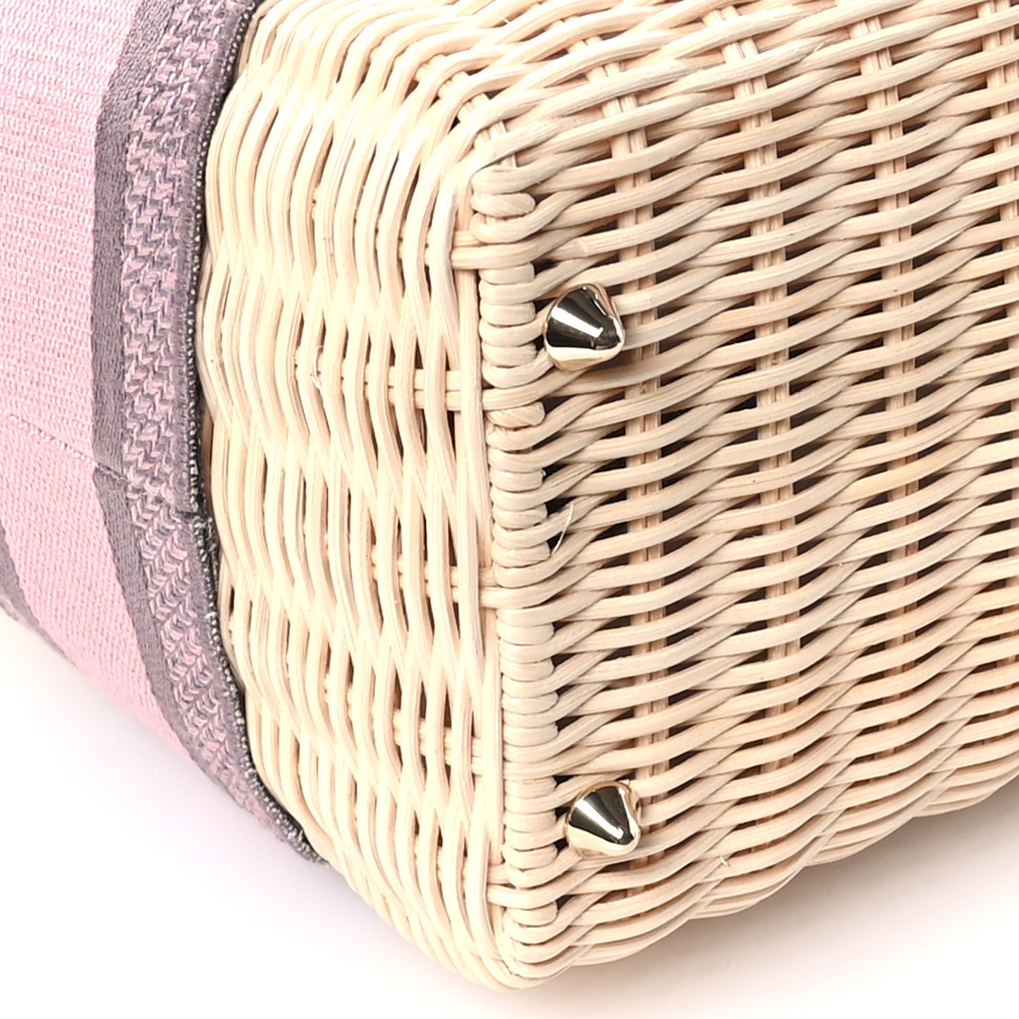 Wicker Oblique Medium Lady Dior Bag Pink Grey