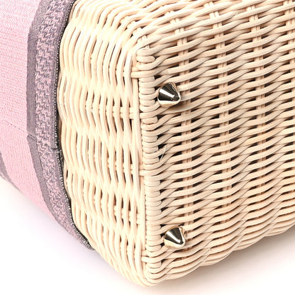 Christian Dior Wicker Oblique Medium Lady Dior Bag Pink Grey 9 of 10