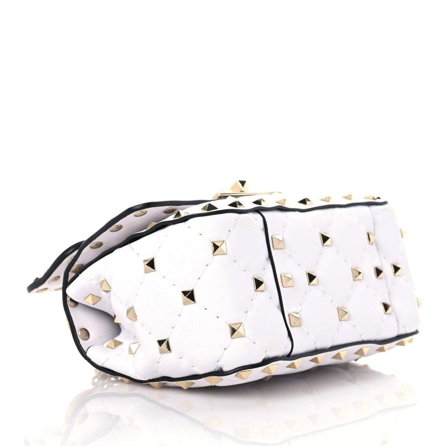 Nappa Micro Rockstud Spike Shoulder Bag White
