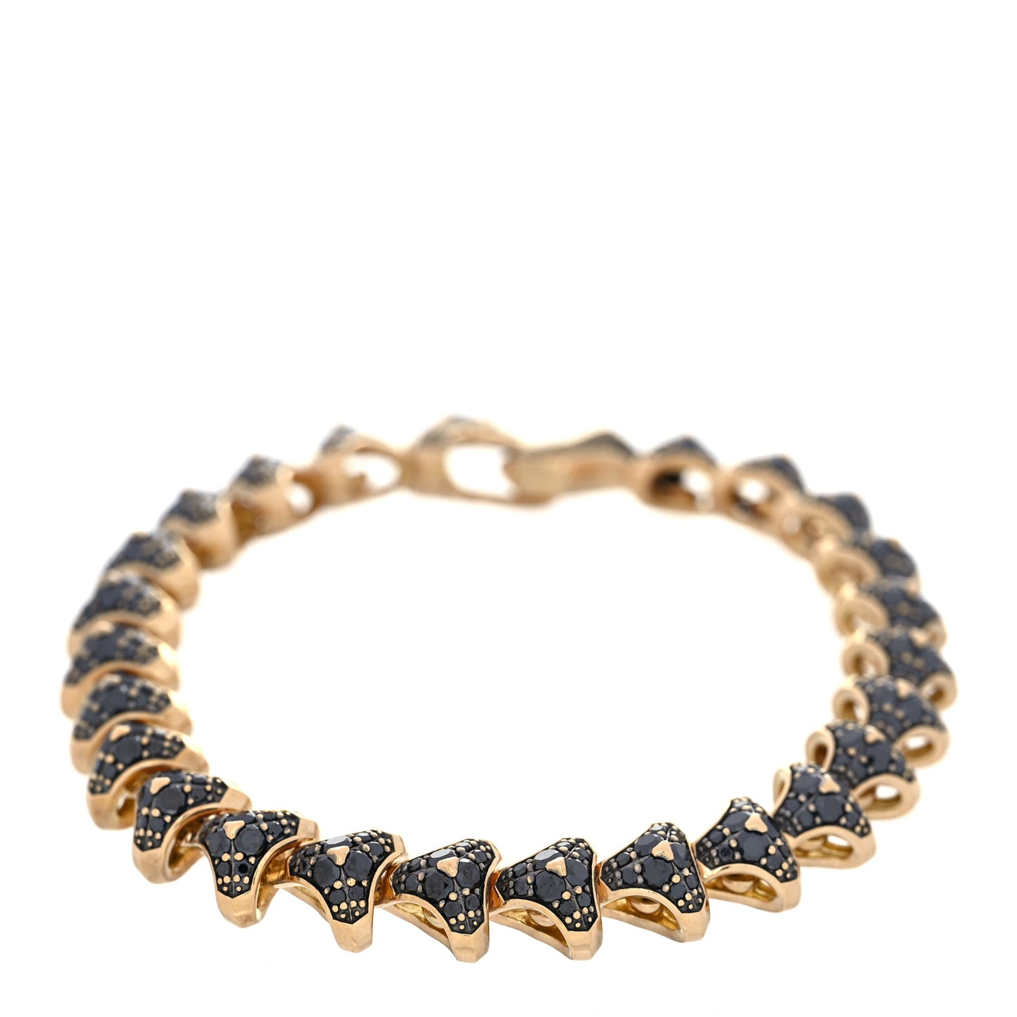 18K Yellow Gold Black Diamond Armory Link Bracelet