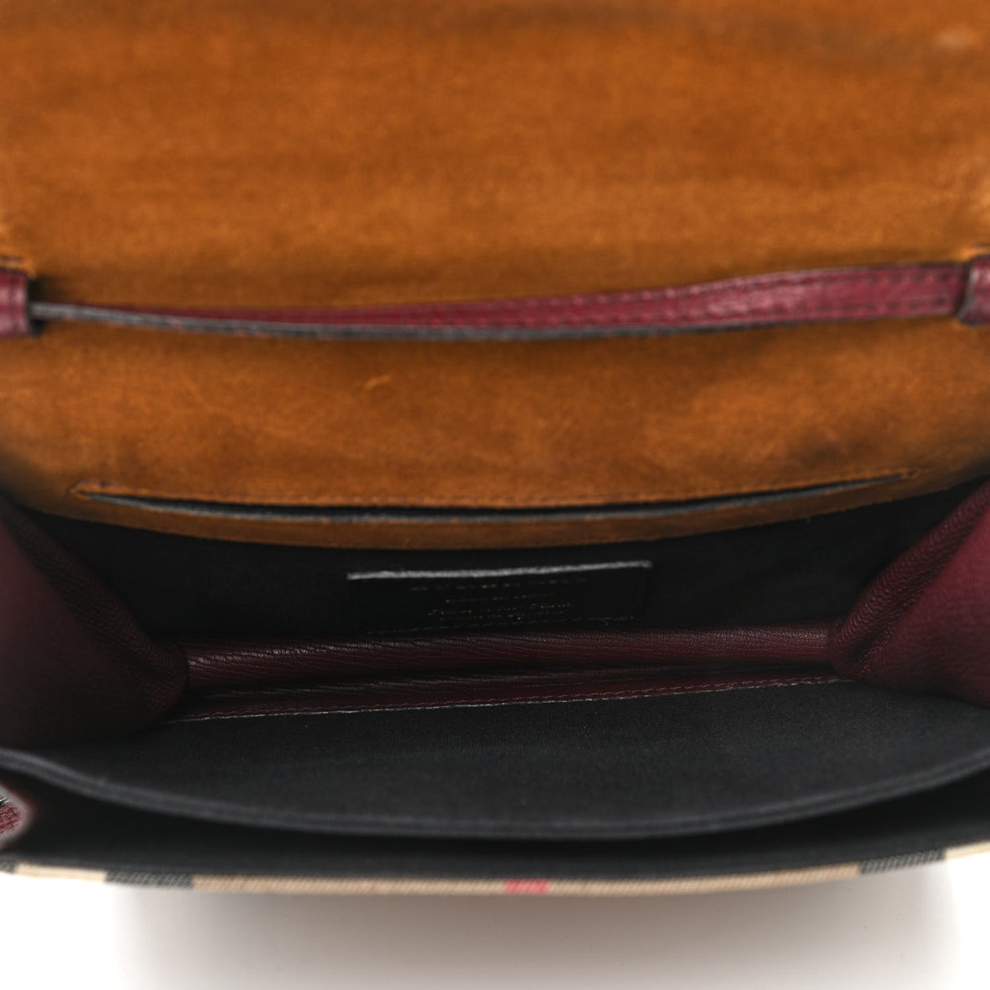 Derby Calfskin House Check Small Macken Crossbody Bag Mahogany Red