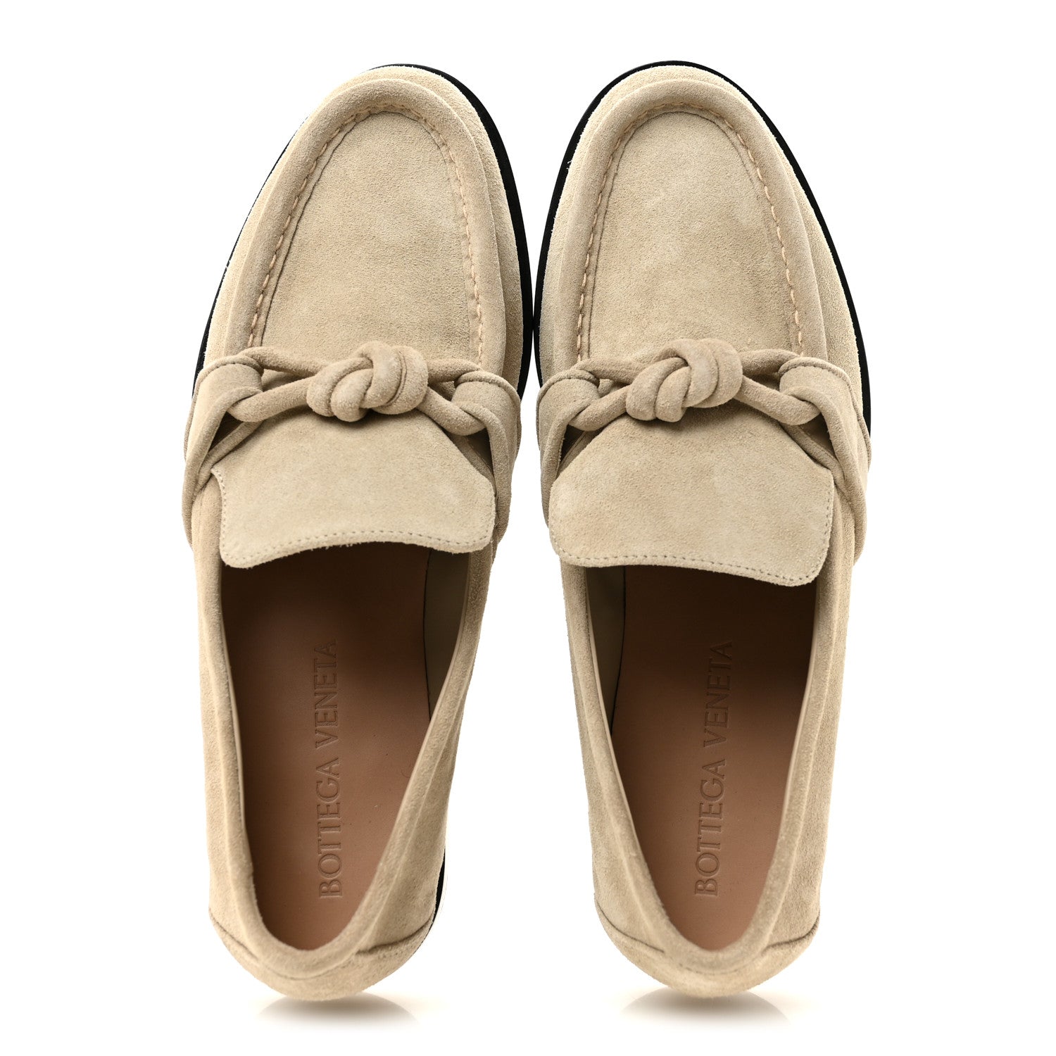 Bottega Veneta Suede Astaire Knot Loafers 38 Ecru 2 of 9