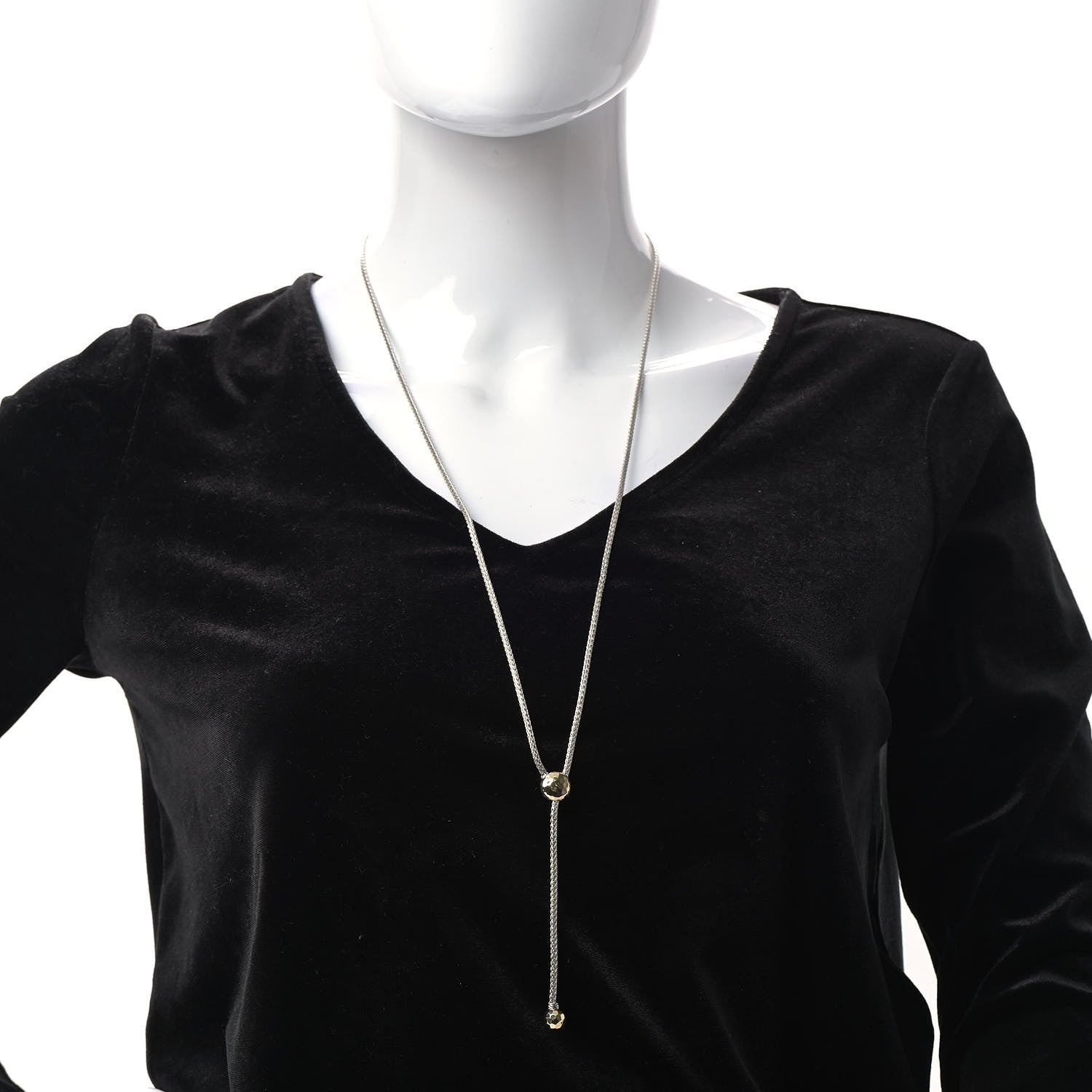 John Hardy Sterling Silver 18K Yellow Gold Classic Chain Hammered Y Necklace 2 of 4