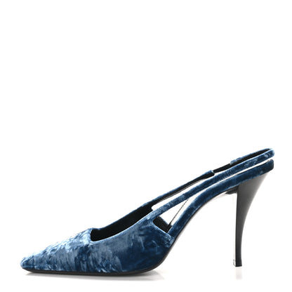 Saint Laurent Velluto Mastrop Tom 90 Dream Slingback Pumps 40 Denim 1 of 10