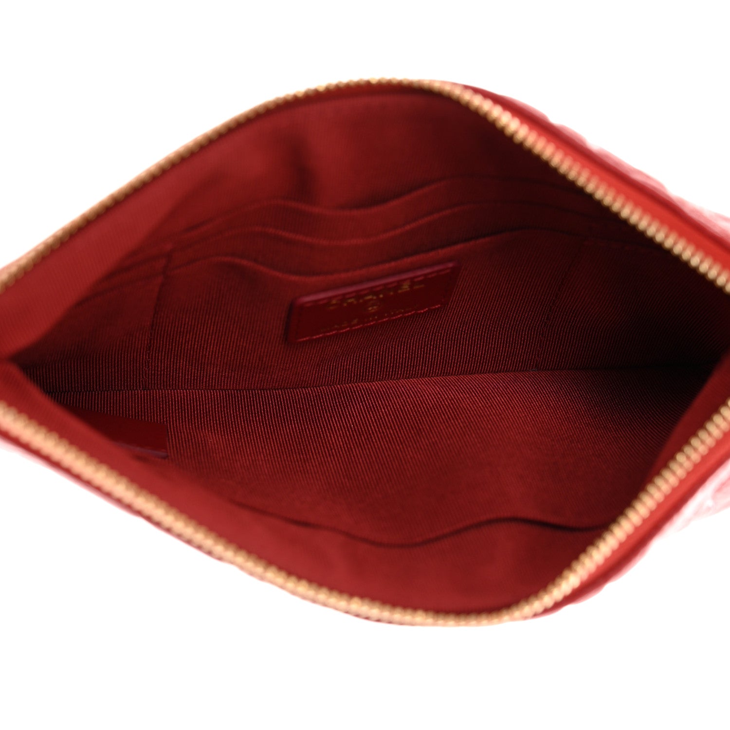 Chanel Caviar Camellia Embossed Cosmetic Pouch Red 5 of 7