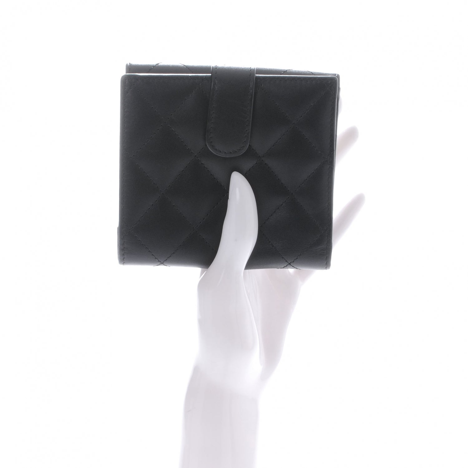 Chanel Calfskin Quilted Cambon Compact Wallet Black 2 of 8